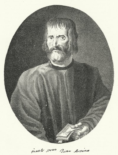 Pietro Aretino, italiensk poet och författare (gravyr) av German School