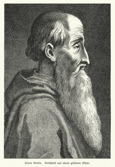 Pietro Bembo, italiensk forskare, poet, kardinal och medlem av Knights Hospitaller (litho) av German School