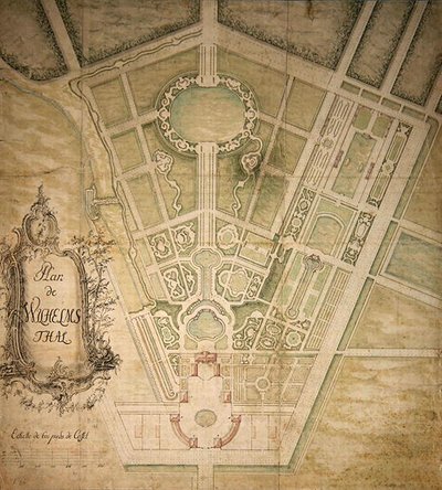 Plan av Wilhelmsthal (penna, bläck och akvarell på papper) av German School