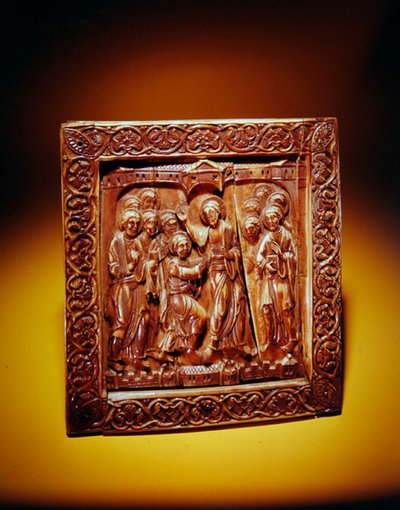 Plaque with Doubting Thomas, c.1140-60 (valros elfenben) av German School