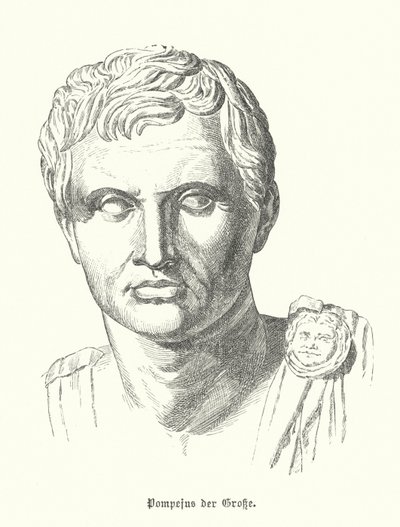 Pompejus den store, romersk soldat och politiker (gravyr) av German School