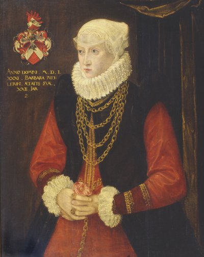 Porträtt av Barbara Ridler, 1581 av German School