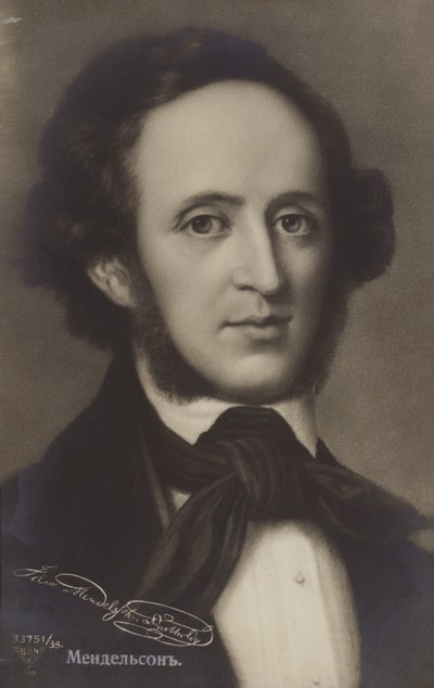 Porträtt av Felix Mendelssohn av German School