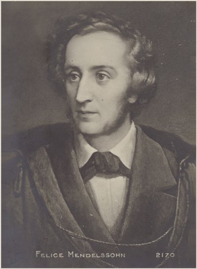 Porträtt av Felix Mendelssohn av German School