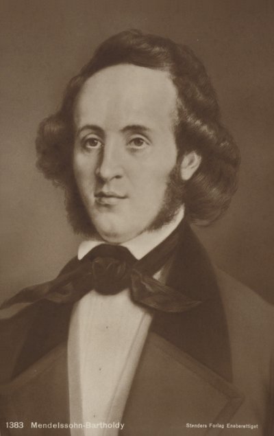 Porträtt av Felix Mendelssohn av German School