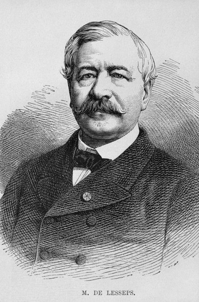 Porträtt av Ferdinand Marie de Lesseps (1805-94), från LEgypte av Georg Moritz Ebers (1837-98), 1881 (bw gravyr) av German School
