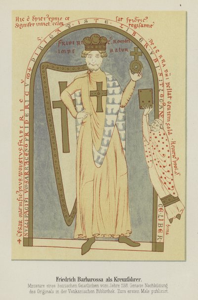 Porträtt av Frederick Barbarossa, den helige romerske kejsaren, som en korsfarare, 1188 av German School