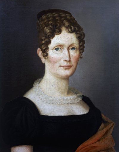 Porträtt av Johanna Christiane Schumann (1767-1836), mor till den tyske kompositören Robert Schumann (1810-1856), tidigt 1800-talsmålning av okänd konstnär av German School
