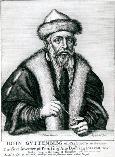 Porträtt av Johannes Gutenberg av German School