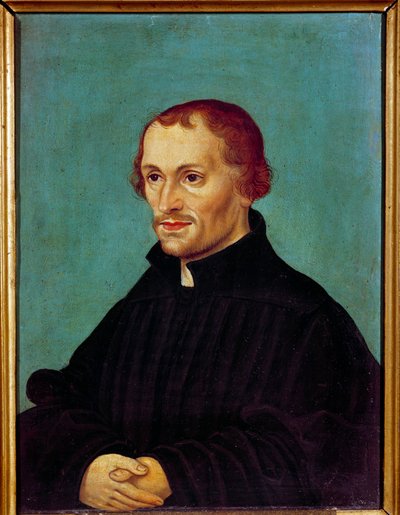 Porträtt av Philippe Melanchton (Philipp Melantone eller Melanchthon eller Schwartzerd av German School