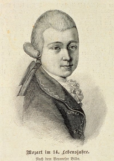Porträtt av Wolfgang Amadeus Mozart (1756-91) av German School