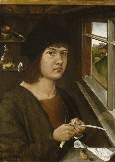 Porträtt av en ung konstnär, ca 1500 av German School