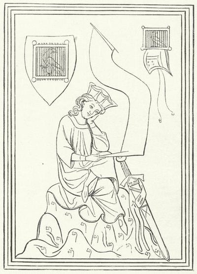 Porträtt av den mellanhögtyska lyriska poeten Walther von der Vogelweide från Codex Manesse (gravyr) av German School