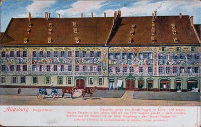 Vykort föreställande Fuggerhaus, Augsburg av German School