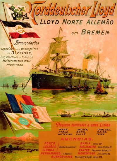 Affisch som annonserar den nordtyska Lloyd-linjen, 1898 av German School
