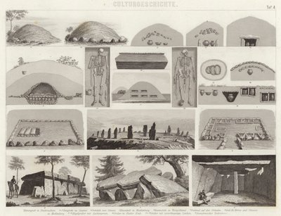 Förhistoriska gravkammare. Illustration för Bilder-Atlas (gravyr) av German School