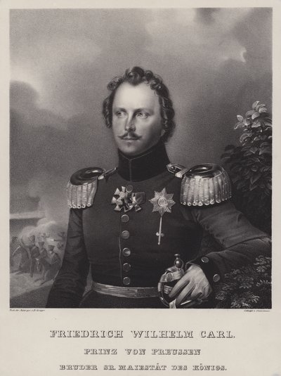 Prins Wilhelm av Preussen (1783-1851), bror till kung Fredrik Vilhelm III (litho) av German School