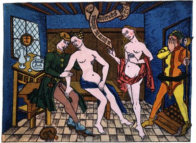 Prostitution på 1400-talet (gravyr) av German School