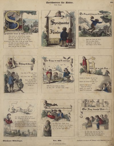 Ordspråk för barn (färgad gravyr) av German School