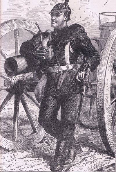 Preussisk artillerist, Cassells historia om kriget mellan Frankrike och Tyskland publicerad av Cassell and Company Limited, ca 1890 (litho) av German School