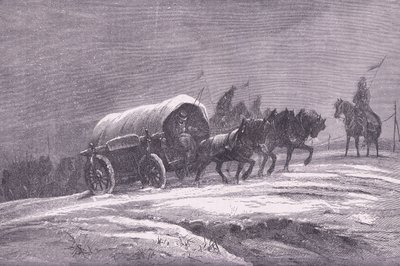 Preussisk fältpost i snön, Cassells historia om kriget mellan Frankrike och Tyskland publicerad av Cassell and Company Limited, ca 1890 (litho) av German School