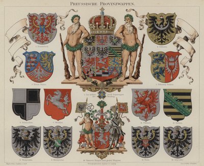 Preussiska provinsvapen (färg litho) av German School