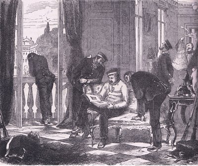 Preussar i ockupation av en villa nära Paris, Cassells historia om kriget mellan Frankrike och Tyskland publicerad av Cassell and Company Limited, ca 1890 (litho) av German School