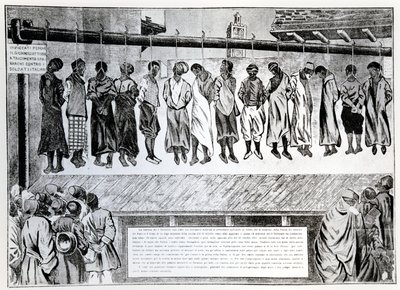 Offentlig avrättning av medborgare i Tripoli, som motsatte sig den italienska invasionen 1911, från tidskriften Simplicissimus, 1912 av German School