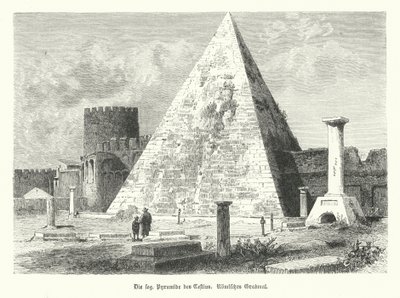 Pyramid of Cestius, grav av Gaius Cestius, Rom, byggd c12 BC (gravyr) av German School
