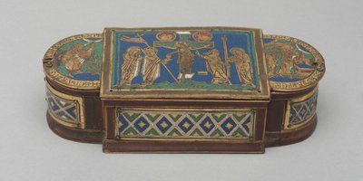 Pyx, c.1170-1180 (förgylld koppar, champlevé och cloisonnéemalj, träkärna (modern)) av German School