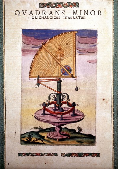 Den azimutala zodiakalkvadranten i "maskineriet för etablerad astronomi" av Tycho Brah (1546 - 1601), Wandsbeck av German School
