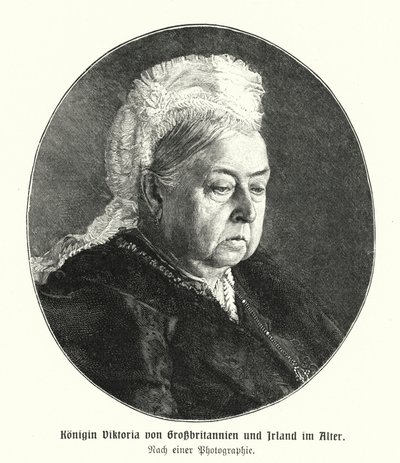 Drottning Victoria på ålderns höst (gravyr) av German School