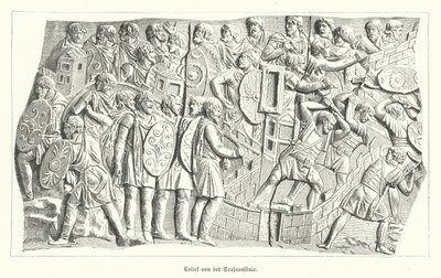 Relief från Trajanus kolumn, Rom, föreställande romarna som besegrar dacierna (gravyr) av German School