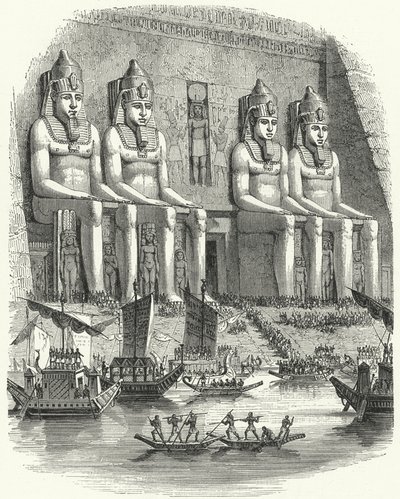 Religiös festival i det antika Egypten (gravyr) av German School