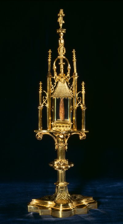 Relikviermonstrans med korsbit, Augsburg, ca 1490 (guld och trä) av German School