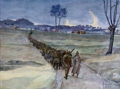 Ersättare anländer till skyttegravarna, Ypres av German School