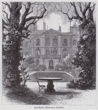 Bostad för fältmarskalk Helmuth von Moltke, segerrik befälhavare för de preussiska arméerna i det fransk-preussiska kriget, Versailles, Frankrike (gravyr) av German School