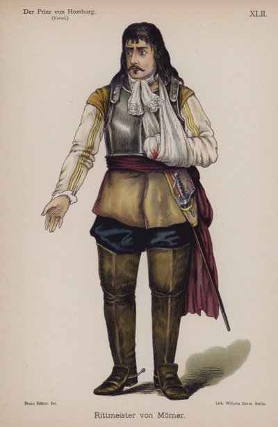 Rittmeister von Moerner, från Der Prinz von Homburg (Prinsen av Homburg) av Heinrich von Kleist (färg litho) av German School