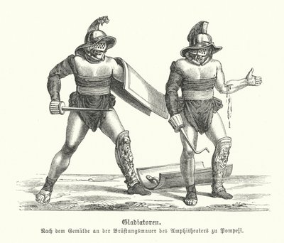 Romerska gladiatorer (gravyr) av German School