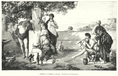 Romerska dockspelare i Pompeji (litho) av German School
