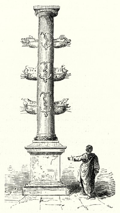 Rostral kolonn av Gaius Duilius, till minne av den romerska sjösegern över karthagerna vid slaget vid Mylae 260 f.Kr. (gravyr) av German School
