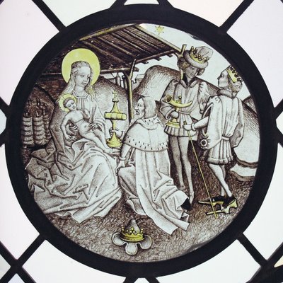 Roundel med Tillbedjan av Magi av German School