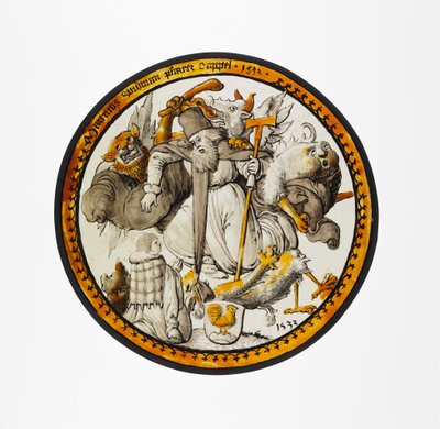 Roundel med frestelsen av Sankt Antonius av German School