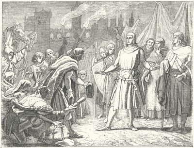 Rudolf av Habsburg, den nyvalde kungen av Tyskland, hälsad av folket i Basel av German School