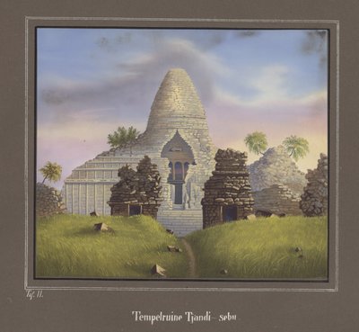 Ruin av templet Tjandi-sebu, Pl.II från Topographical and Natural Science Atlas on the Journey through Java, av Dr.Fr.Junghuhn, Magdeburg 1845 av German School
