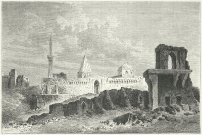 Ruinerna av Seljukernas palats i Konya, Turkiet (gravyr) av German School