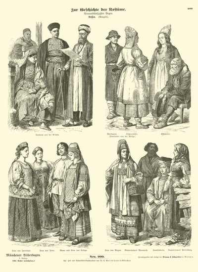 Ryska dräkter, sent 1800-tal av German School