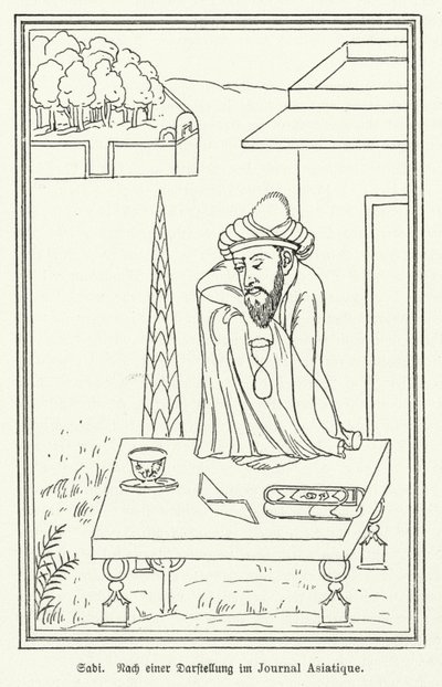 Saadi Shirazi, persisk poet (litho) av German School