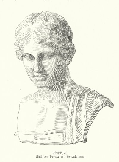 Sappho, antik grekisk poet (gravyr) av German School