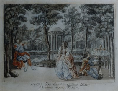 Scen från Trollflöjten av Wolfgang Amadeus Mozart (penna & bläck och wc på papper) av German School